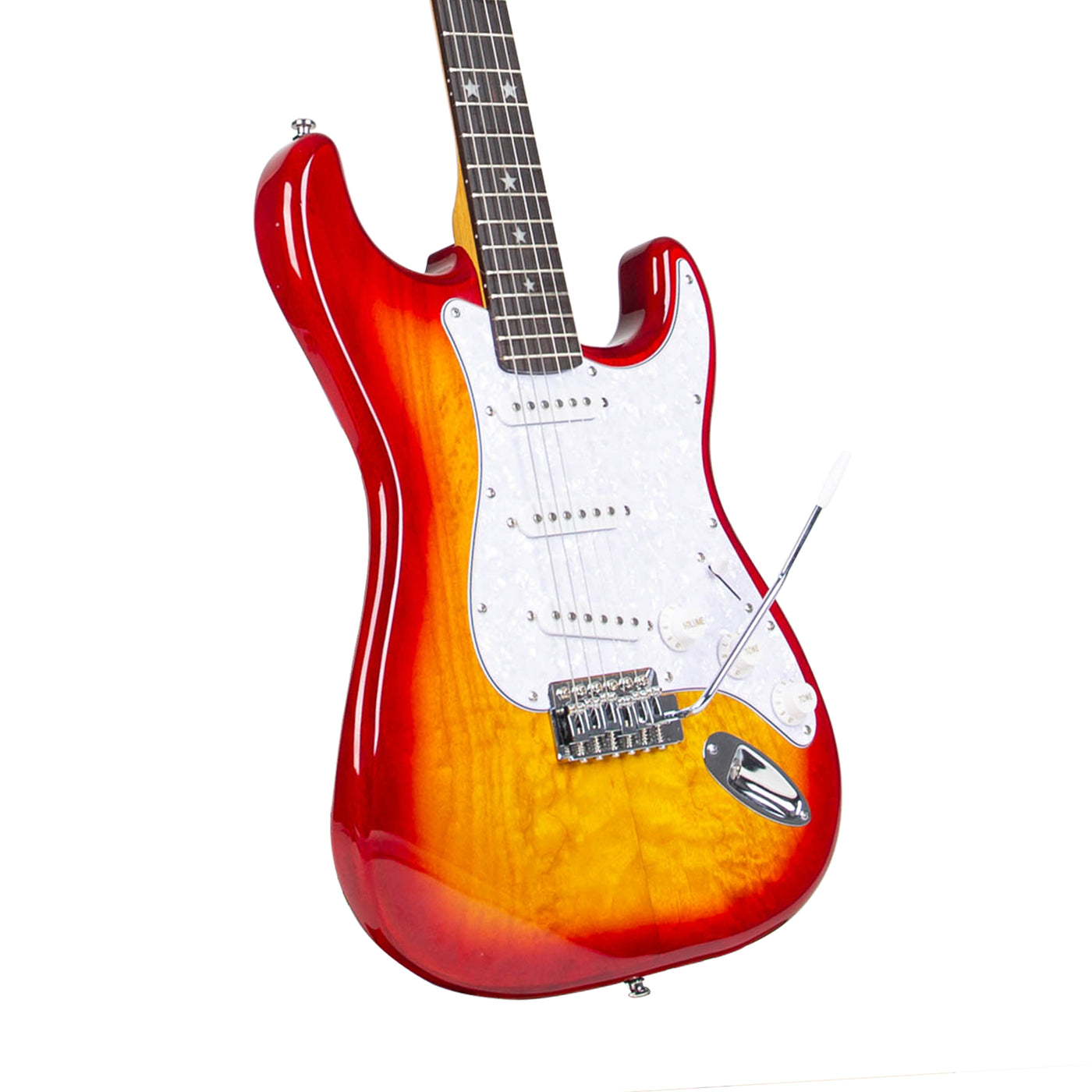 MANDALIKA MST-120CS CHERRY SUNBURST GITAR ELEKTRIK ORIGINAL PICKGUARD PEARLOID GLOSS FINISH