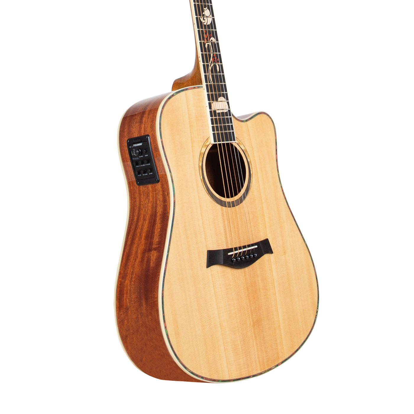 Gitar Akustik Elektrik Mandalika Starlight Premium Series Natural SLP01-DC-NT Fishman Presys + Tuner Build-in, Free Softcase, Senar Cadangan