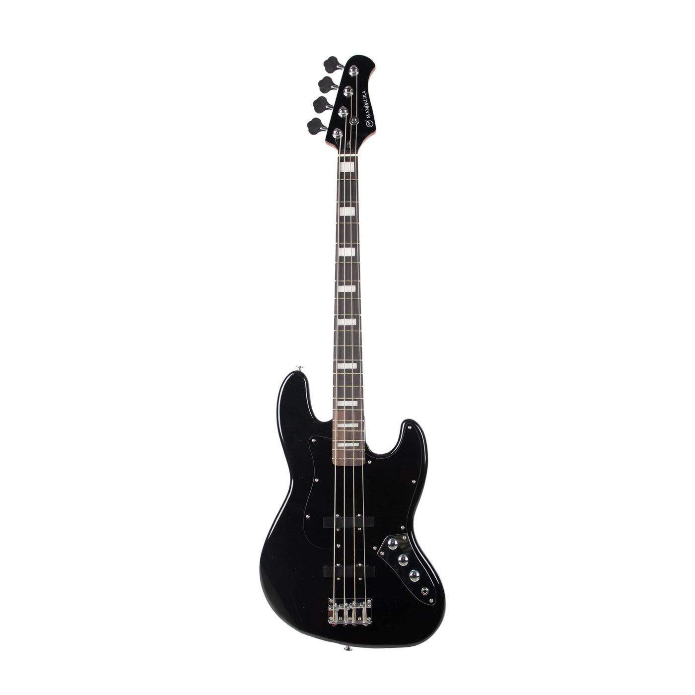 MANDALIKA MJB100-BK JAZZ BASS BLACK BEAUTY ROASTED SAMAMA SERIES GLITTER GLOSS FINISH