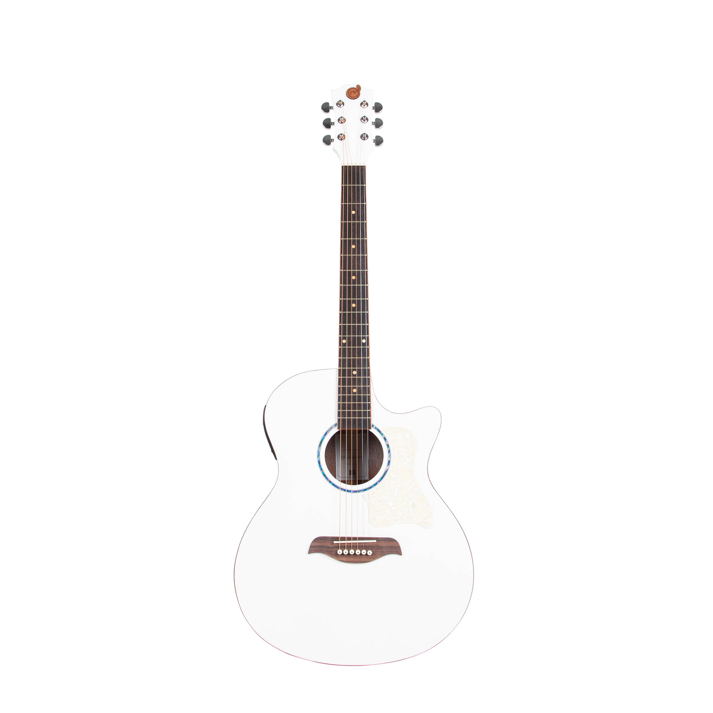 Gitar Akustik Elektrik Mandalika Starlight Series White SL-01TY-WH Tuner LC, Free Softcase, Senar Cadangan