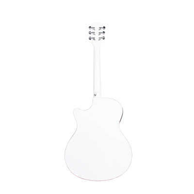 Gitar Akustik Elektrik Mandalika Starlight Series White SL-01TY-WH Tuner LC, Free Softcase, Senar Cadangan