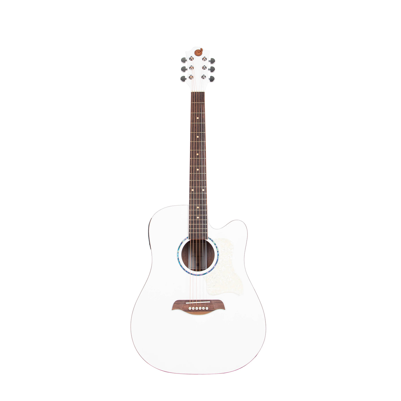 Gitar Akustik Elektrik Mandalika Starlight Series White SL-01J-WH Tuner LC, Free Softcase, Senar Cadangan