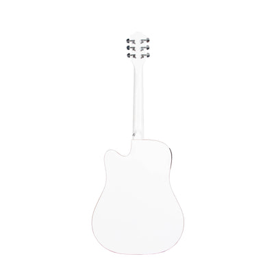 Gitar Akustik Elektrik Mandalika Starlight Series White SL-01J-WH Tuner LC, Free Softcase, Senar Cadangan