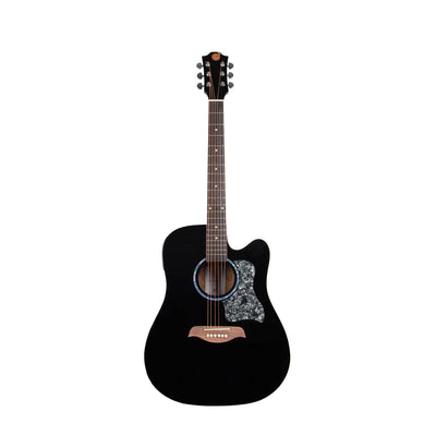 Gitar Akustik Elektrik Mandalika Starlight Series Black SL-01J-BK Tuner LC, Free Softcase, Senar Cadangan