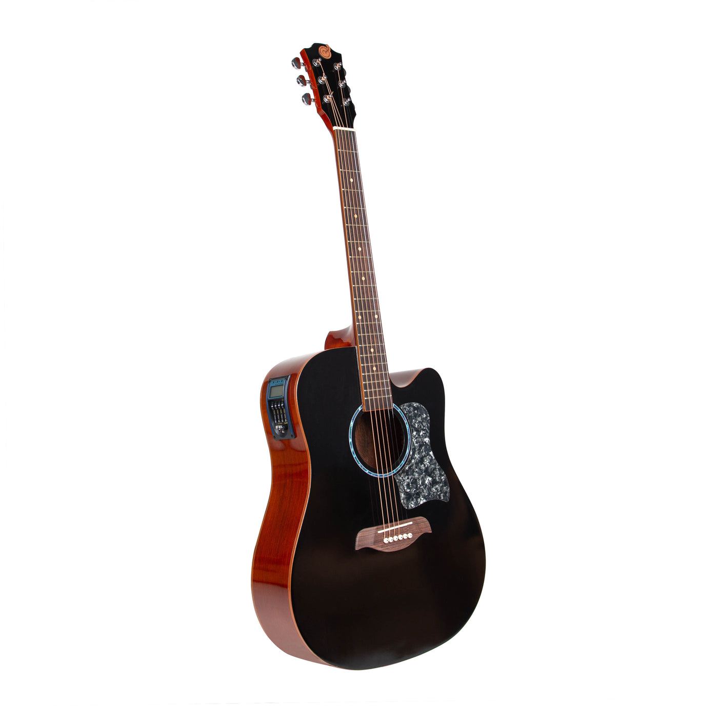 Gitar Akustik Elektrik Mandalika Starlight Series Black Brown SL-01J-BB Tuner LC, Free Softcase, Senar Cadangan