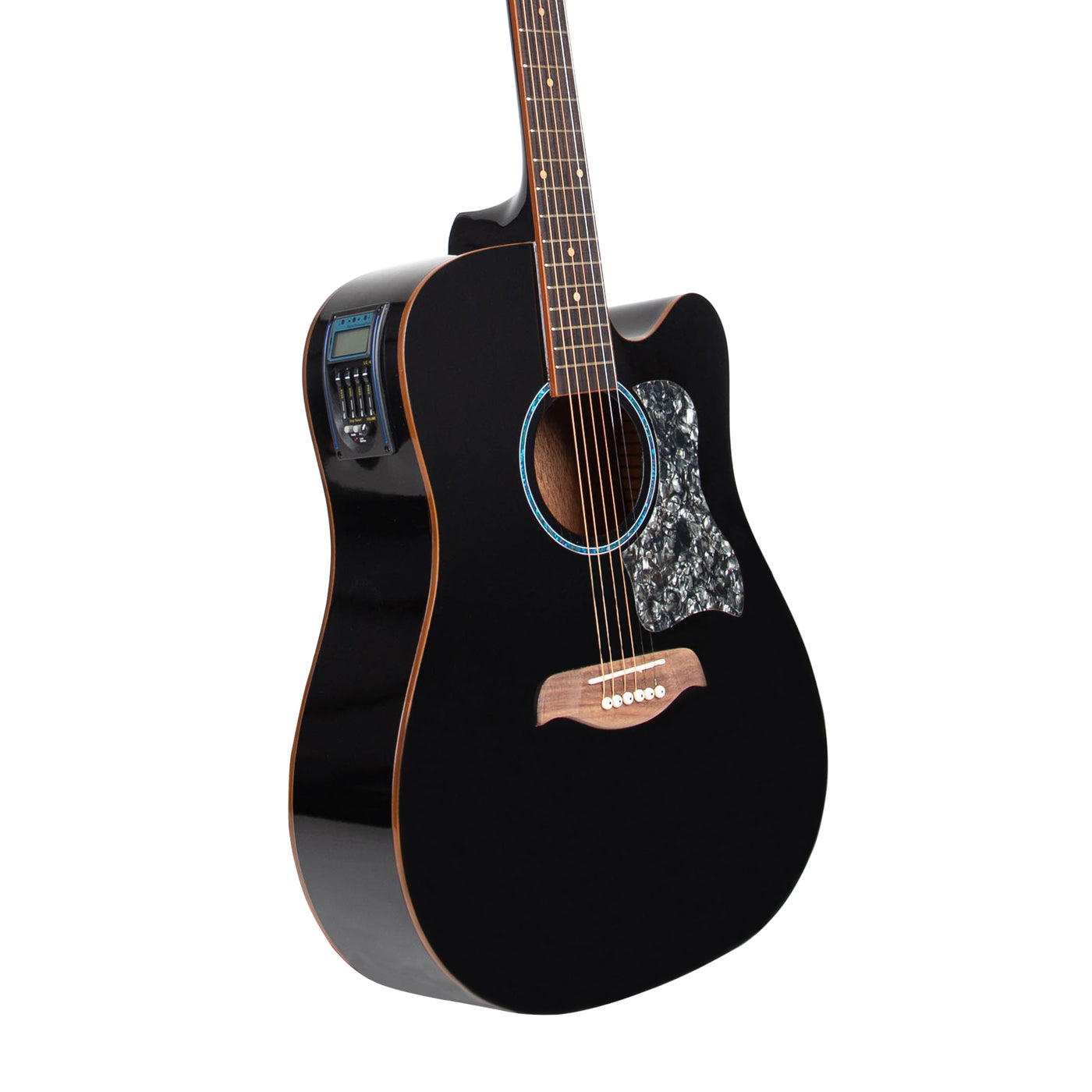 Gitar Akustik Elektrik Mandalika Starlight Series Black SL-01J-BK Tuner LC, Free Softcase, Senar Cadangan