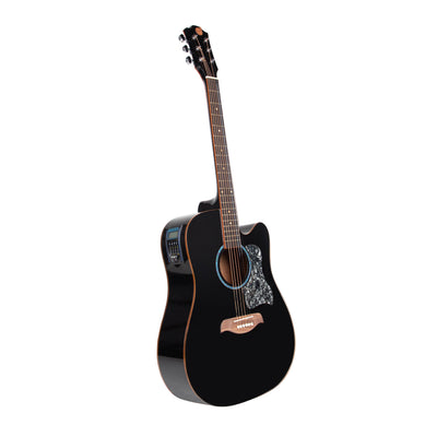 Gitar Akustik Elektrik Mandalika Starlight Series Black SL-01J-BK Tuner LC, Free Softcase, Senar Cadangan