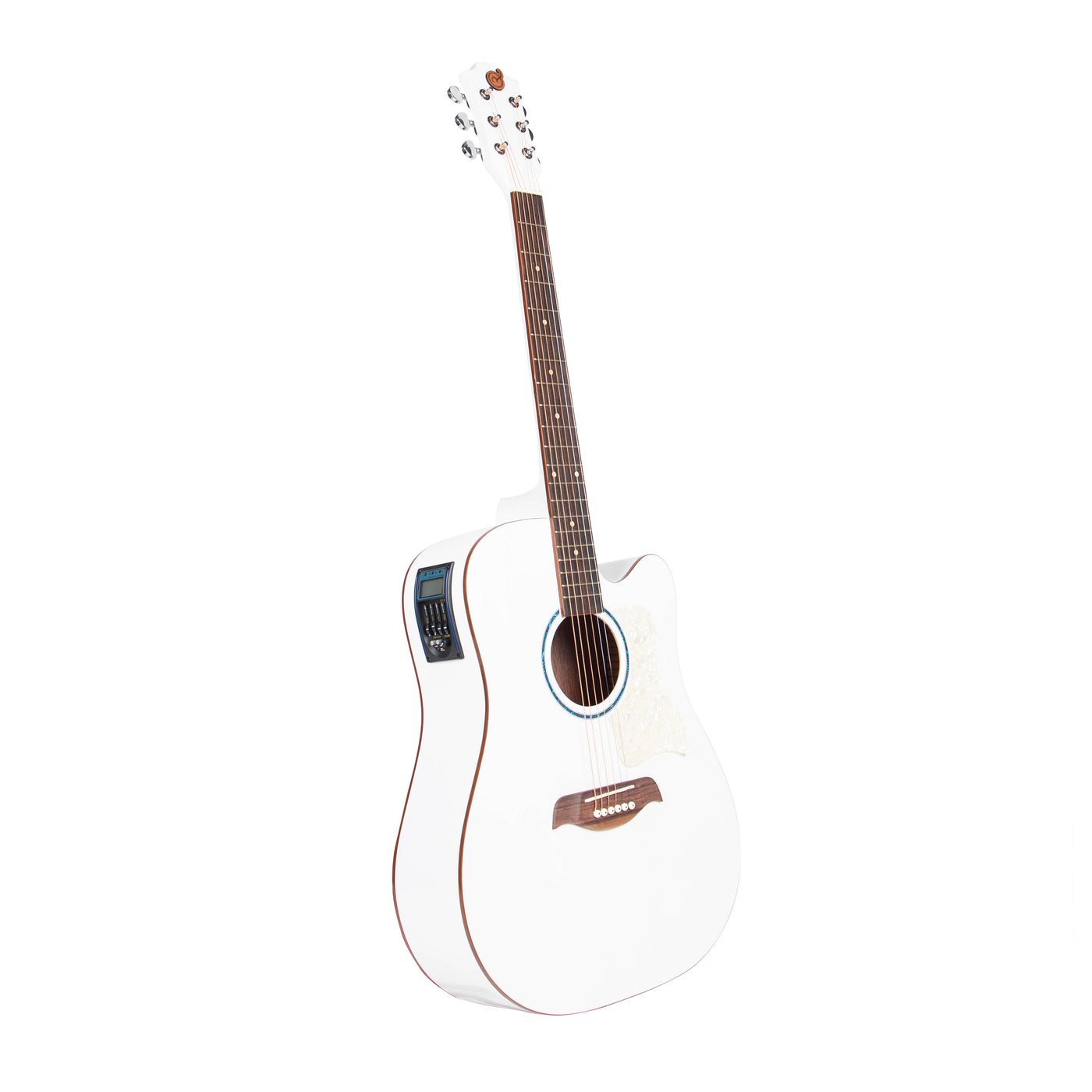 Gitar Akustik Elektrik Mandalika Starlight Series White SL-01J-WH Tuner LC, Free Softcase, Senar Cadangan