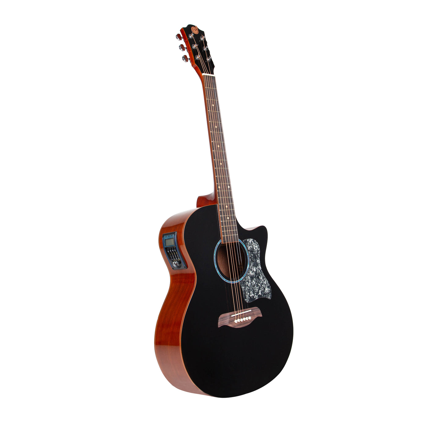 Gitar Akustik Elektrik Mandalika Starlight Series Black Brown SL-01TY-BB Tuner LC, Free Softcase, Senar Cadangan