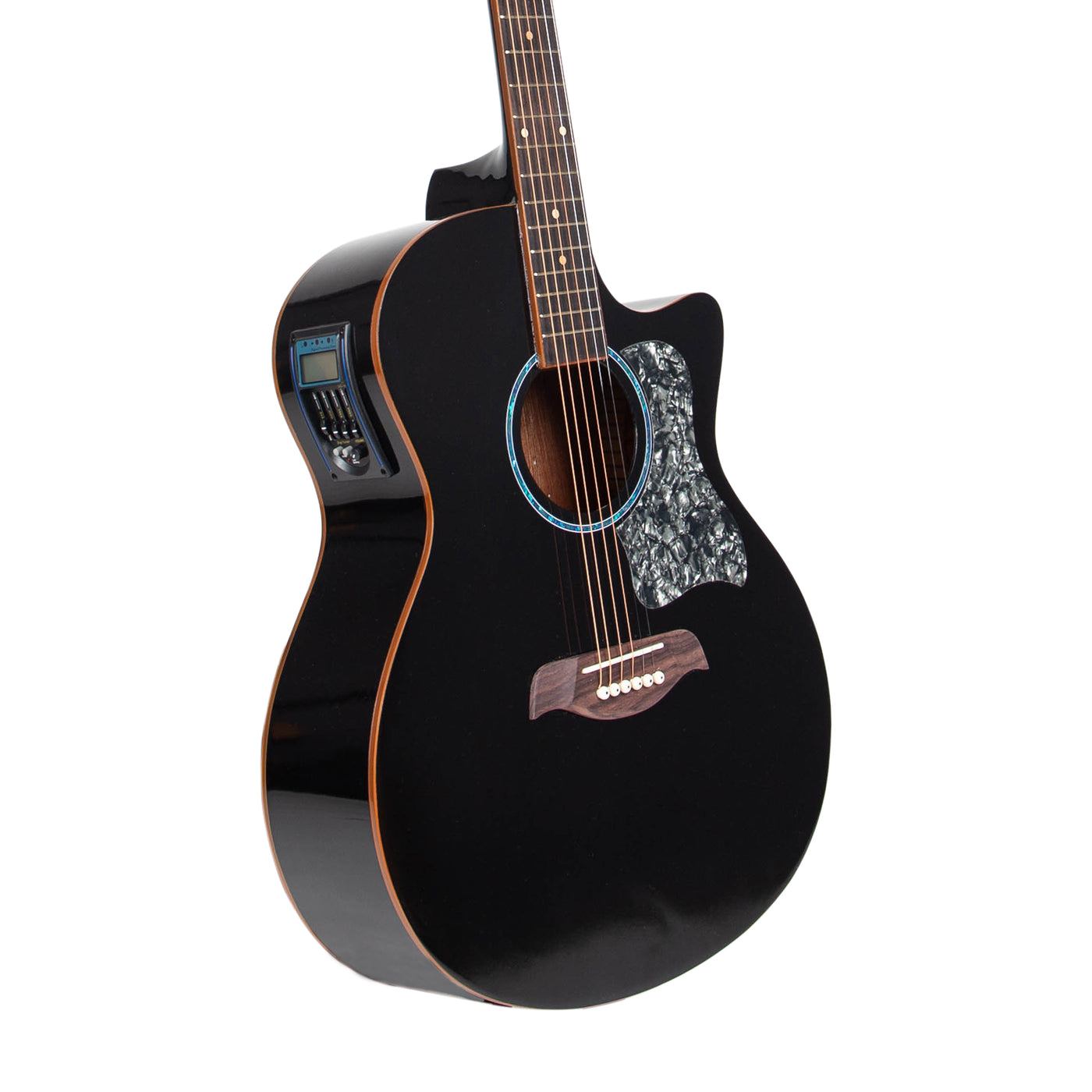 Gitar Akustik Elektrik Mandalika Starlight Series Black SL-01TY-BK Tuner LC, Free Softcase, Senar Cadangan