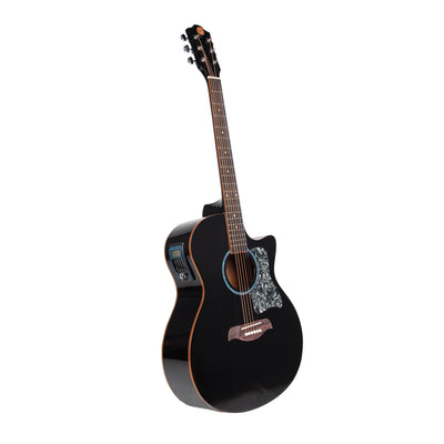 Gitar Akustik Elektrik Mandalika Starlight Series Black SL-01TY-BK Tuner LC, Free Softcase, Senar Cadangan